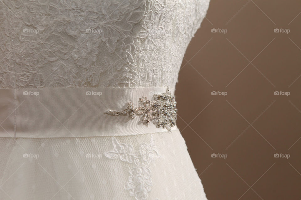 Wedding dress waist band ornament detail