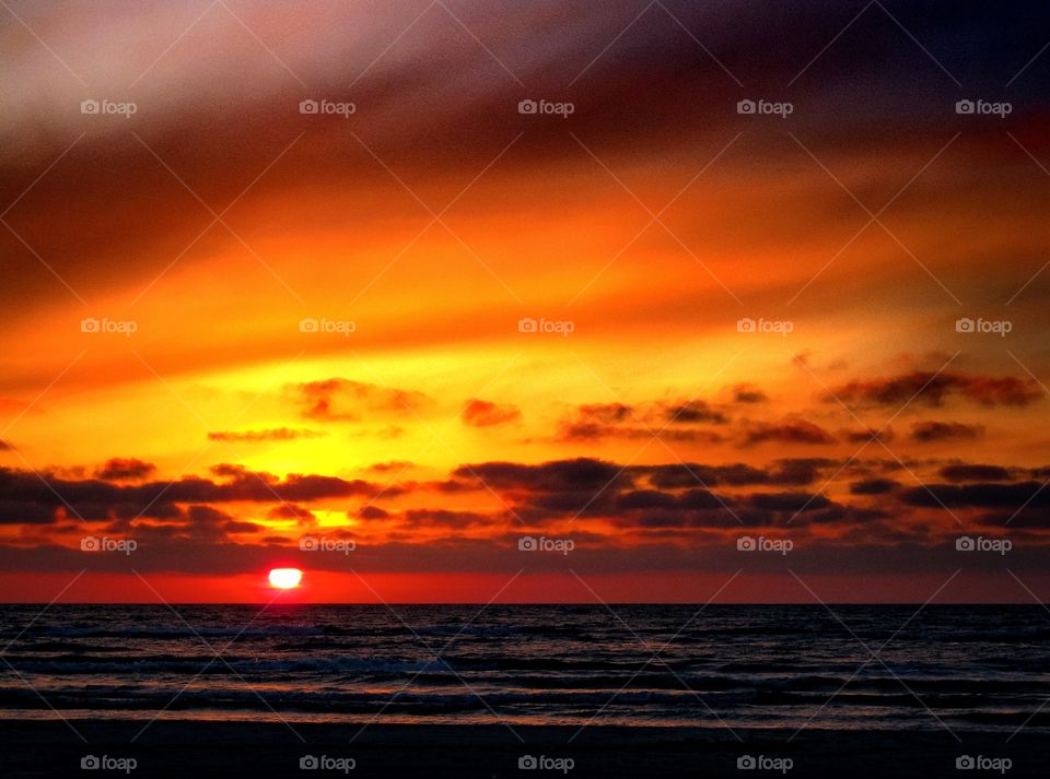 Scenic view of sea during sunset