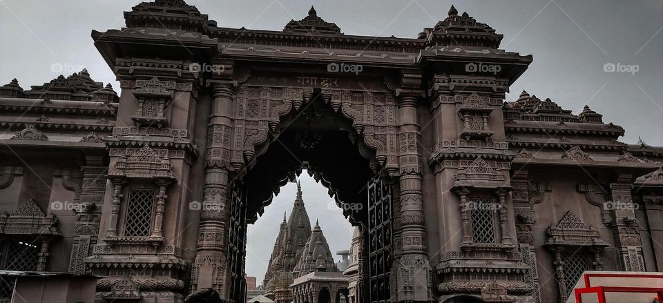 This photo is from Kashi Vishwanath Temple, one of the most famous temple in Varanasi, Uttar Pradesh, India. It is also known as golden temple dedicated to the lord Shiva.