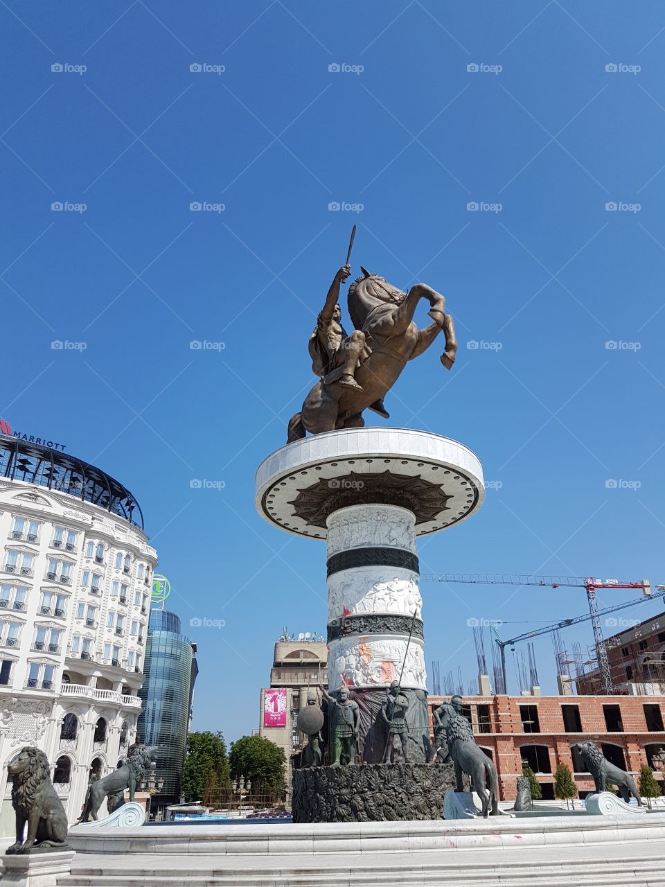 big monument of alexandar macedonian in city center, skopje macedonia