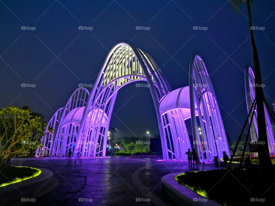 this is an artist gate in my hometown . I'm think that is really beautiful at night and you can see the harmony with this night