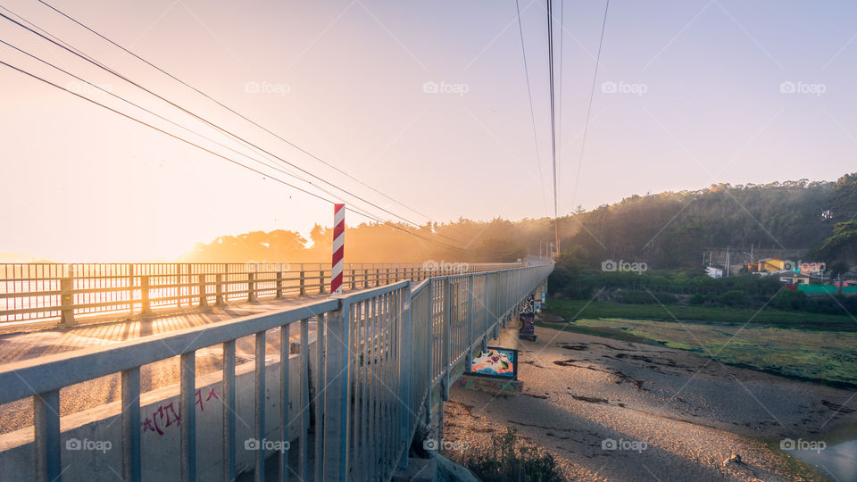 A long bridge connecting two beautiful towns in the coast of Chile 