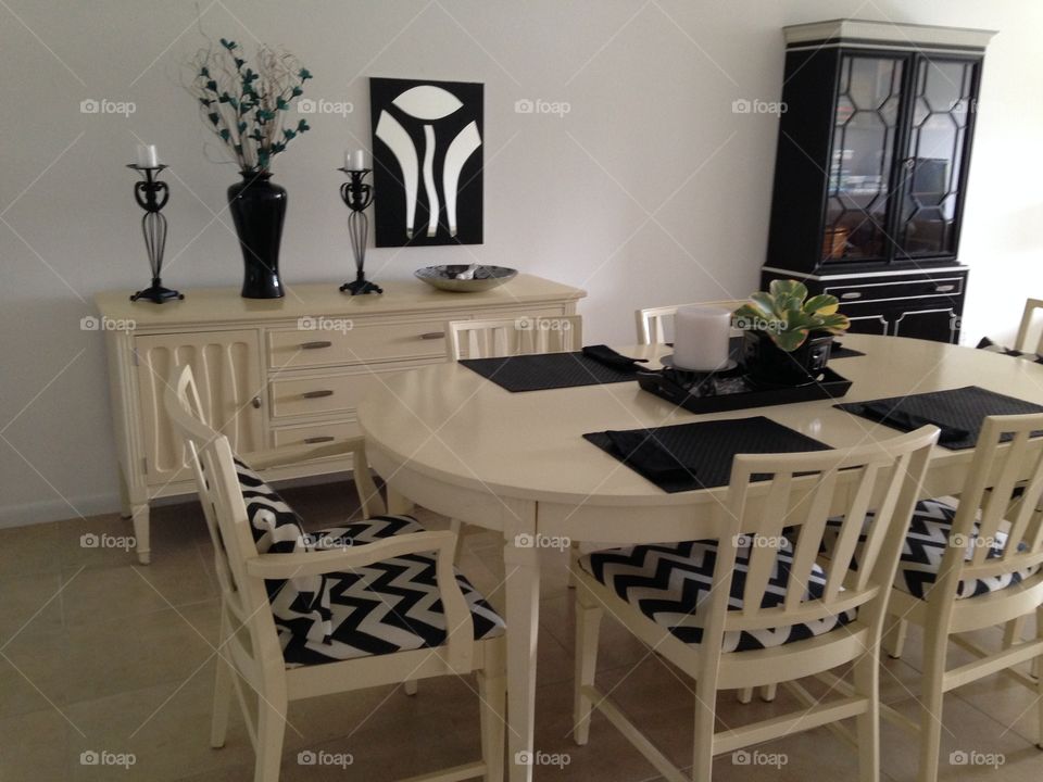 Dining room black and white