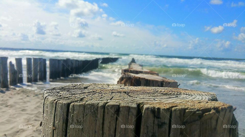 sea beach wood post
