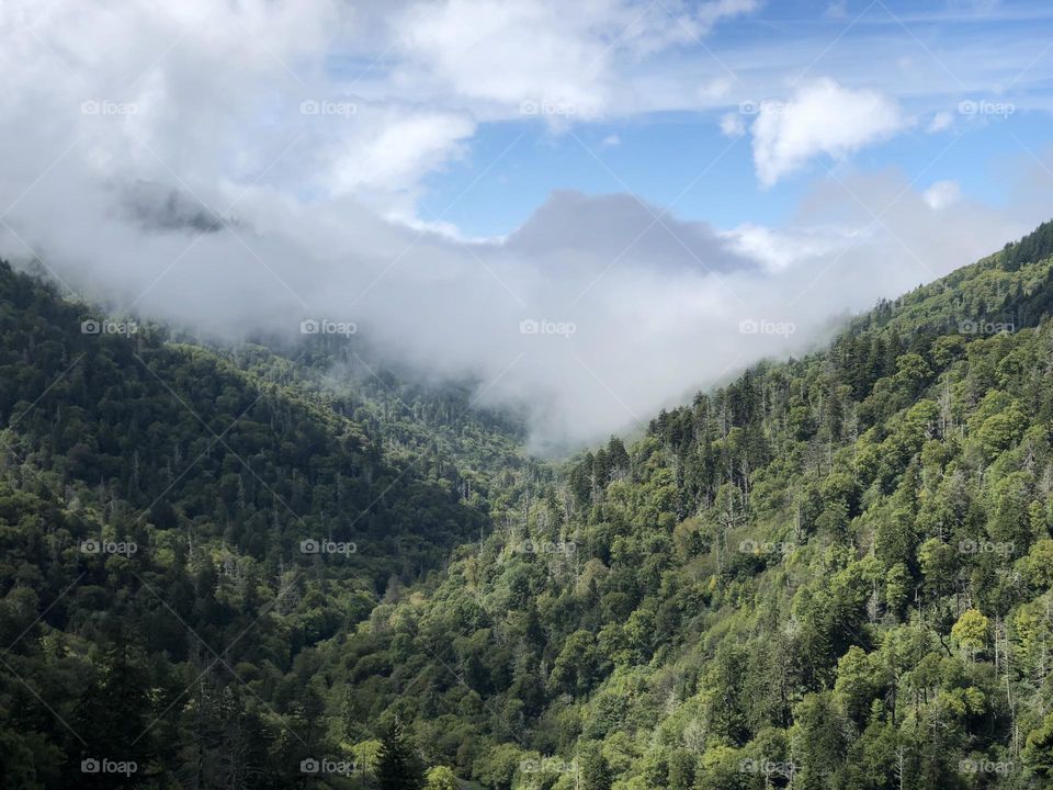 Beautiful Sky and Clouds over Great Smokey Mountains