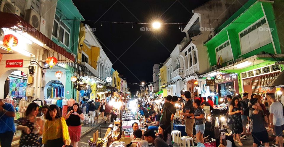 night market in phuket ,on sunday. more people more food more product.