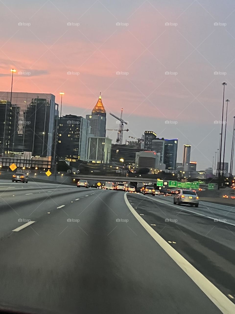 Sunrise over  the city