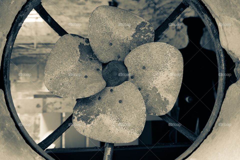 Monochromatic Closeup Of A Fan Propellers In A Prison, Abandoned Photography 