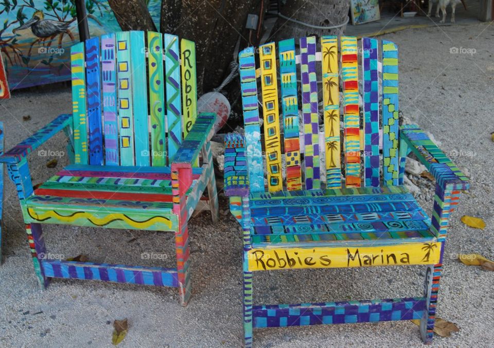 Colorful beach chairs