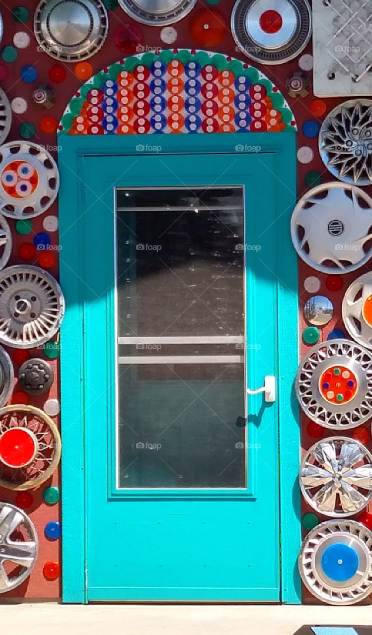 Turquoise blue door