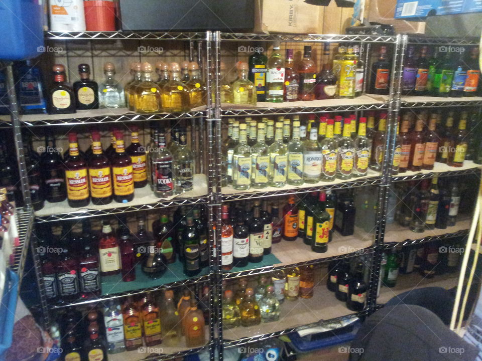wall of booze. a wall of liquor