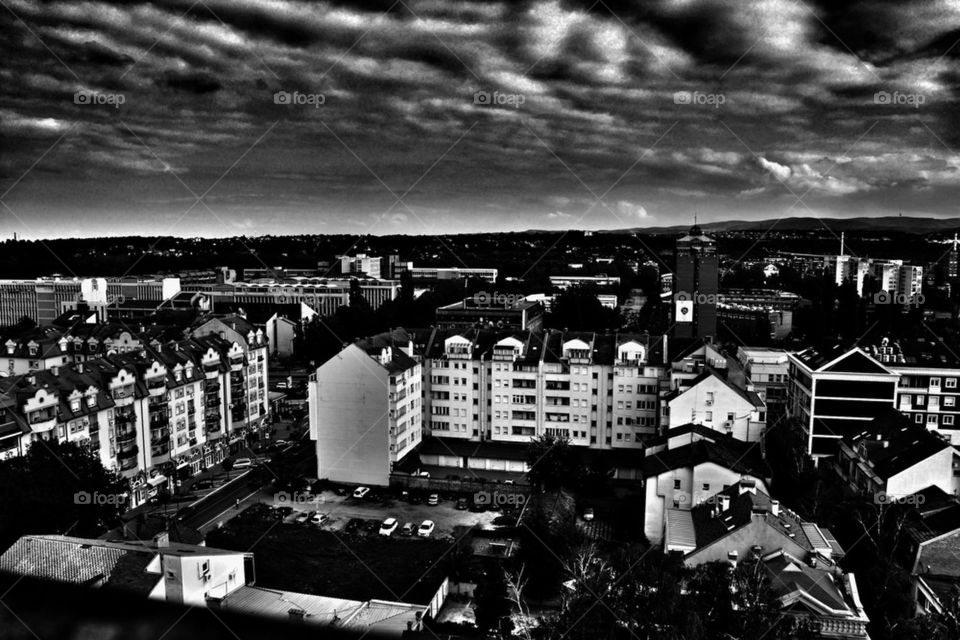 storm clouds over city