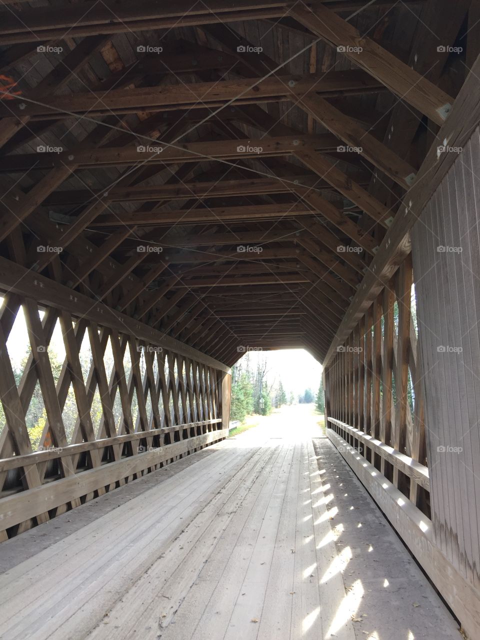 Looking into the covered bridge