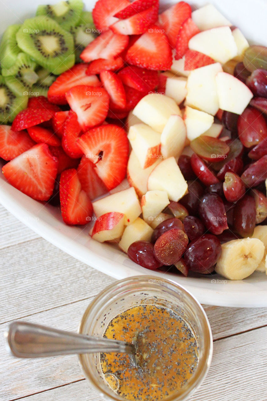 Close-up of fruit salad in bowl