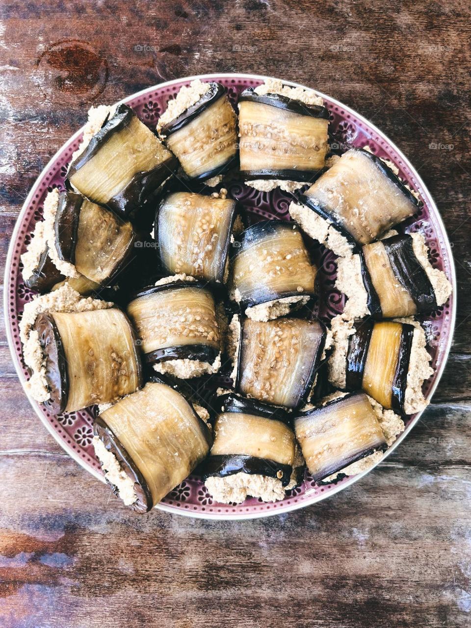Georgian Eggplant Rolls with Walnuts 