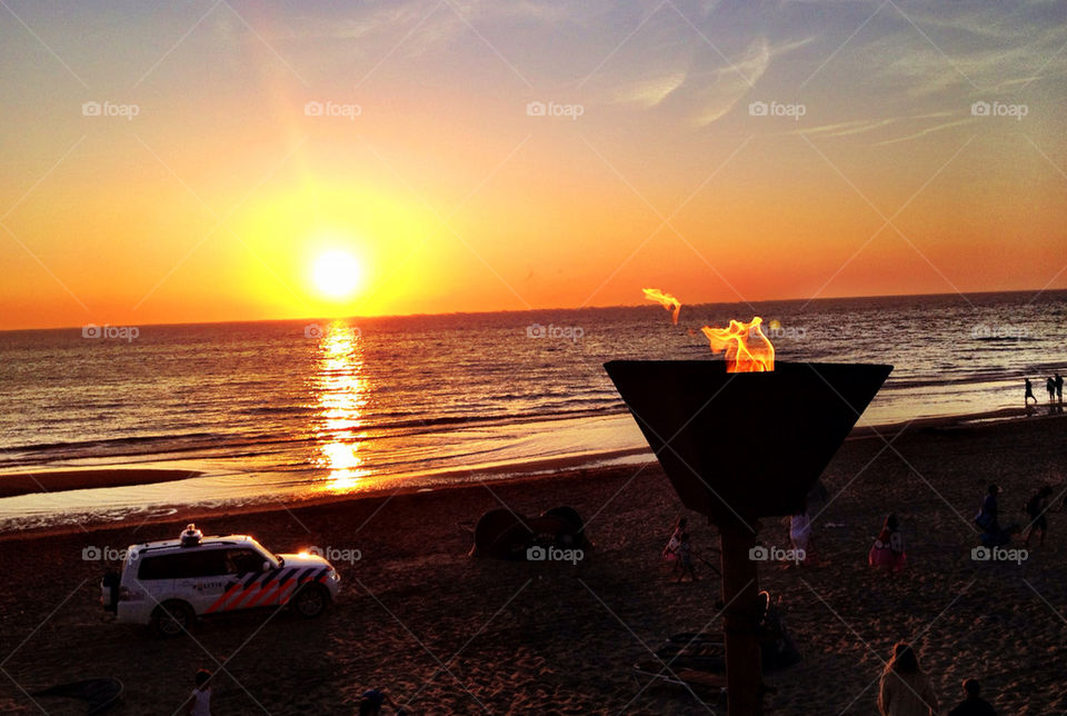 beach sunset orange fire by moonjansen