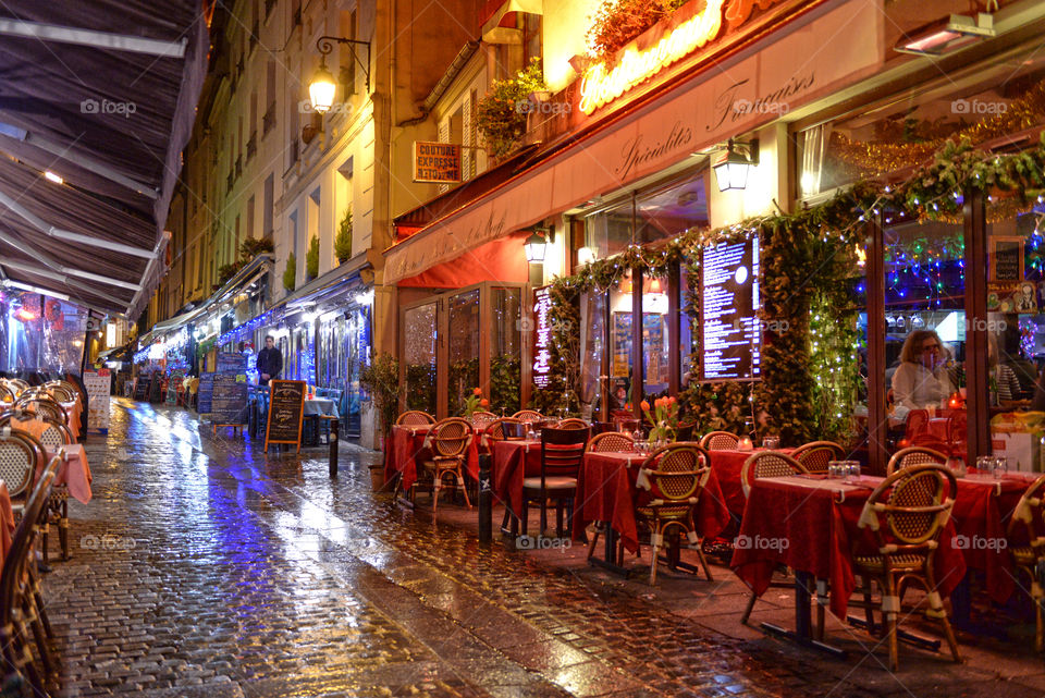 paris small street at christmas