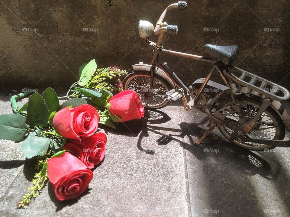 Bicycles and roses symbolize love