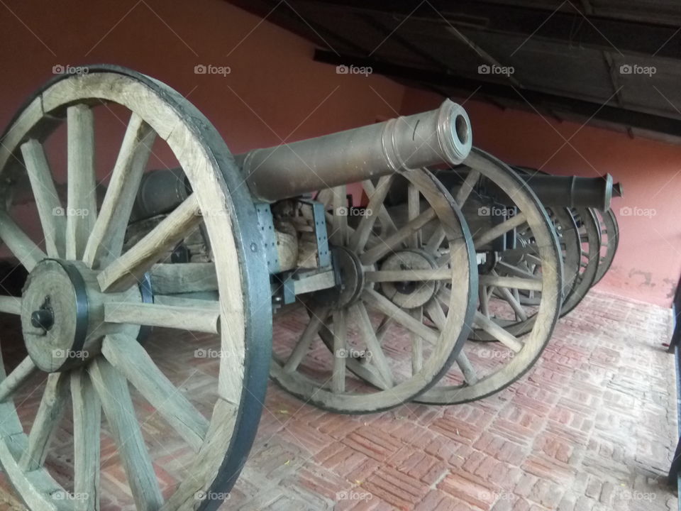 Ancient canons kept in Qila mubarak (fort) at City Bathinda.