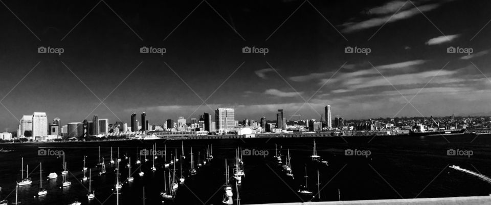 Dramatic Skyline San Diego From Coronado Bridge 