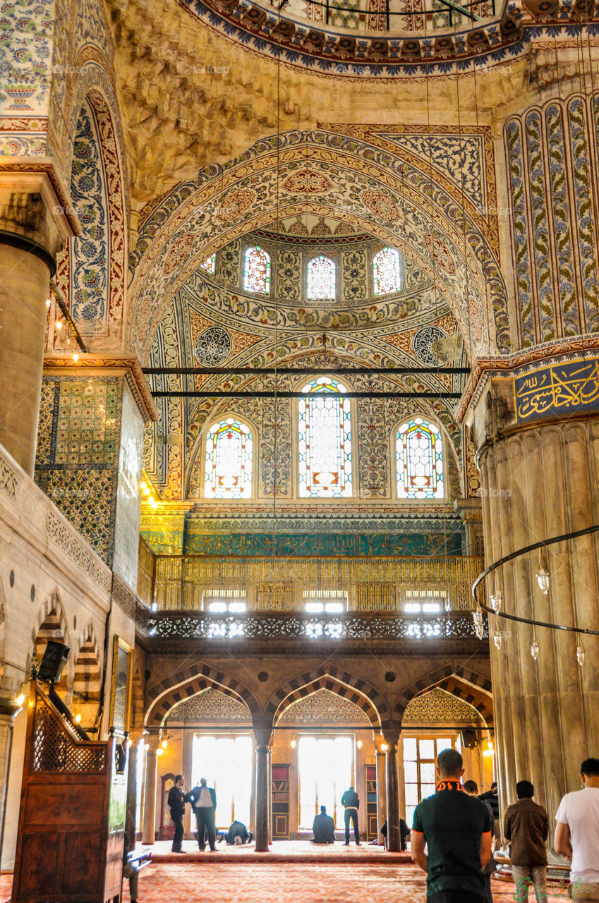 Inside the Blue Mosque of Istanbul, Turkey
