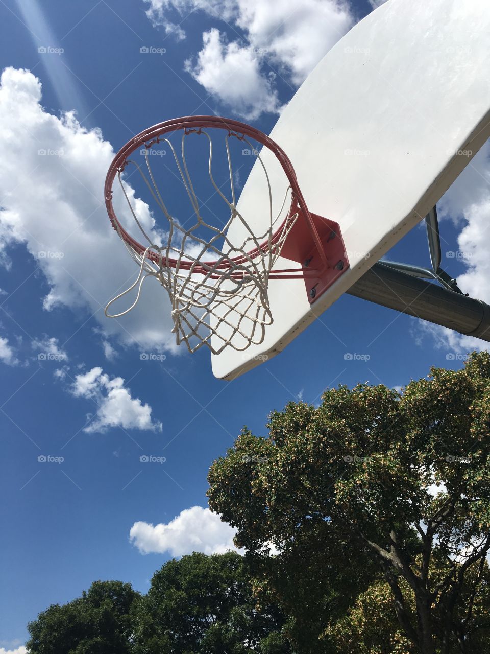 Basketball Net and Blue Sky with Clouds 2