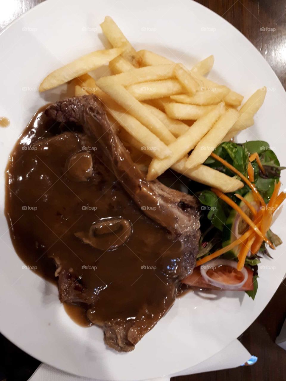 Steak with mushroom sauce