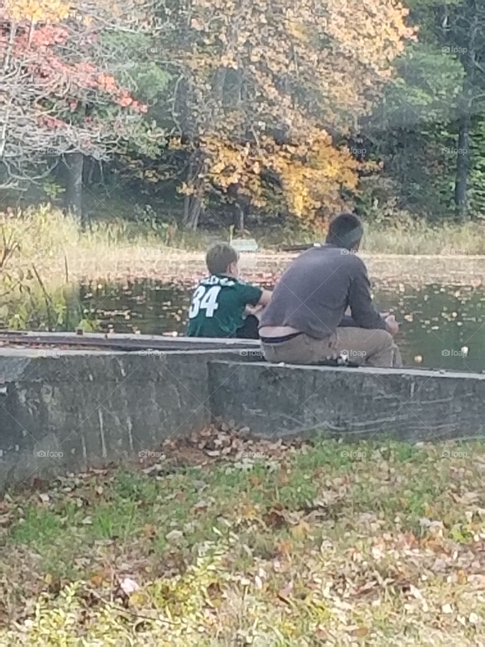 Dad and son fishing