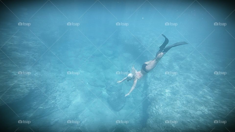 Female Diver Underwater