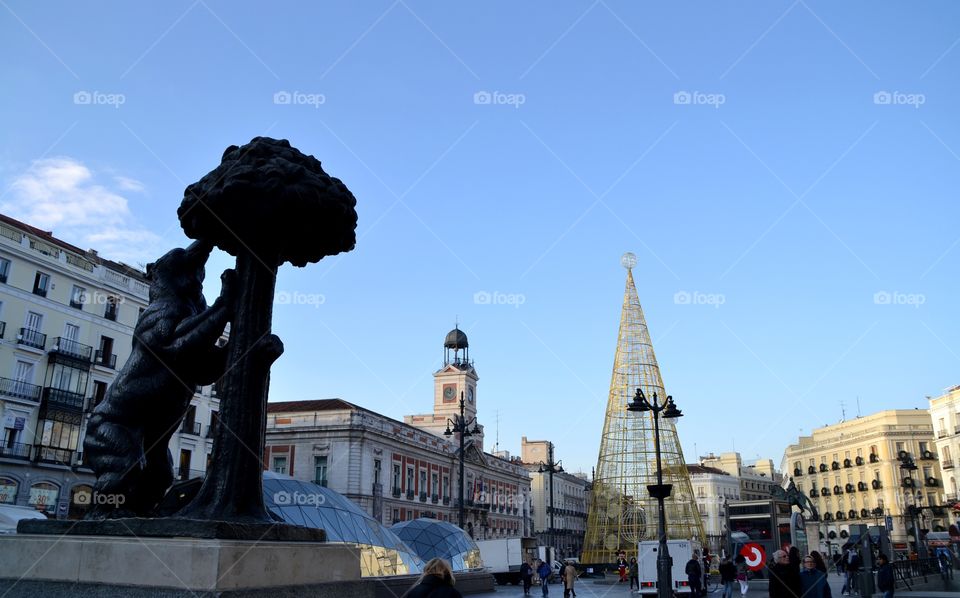 View of Puerta del Sol in Madrid, Spain