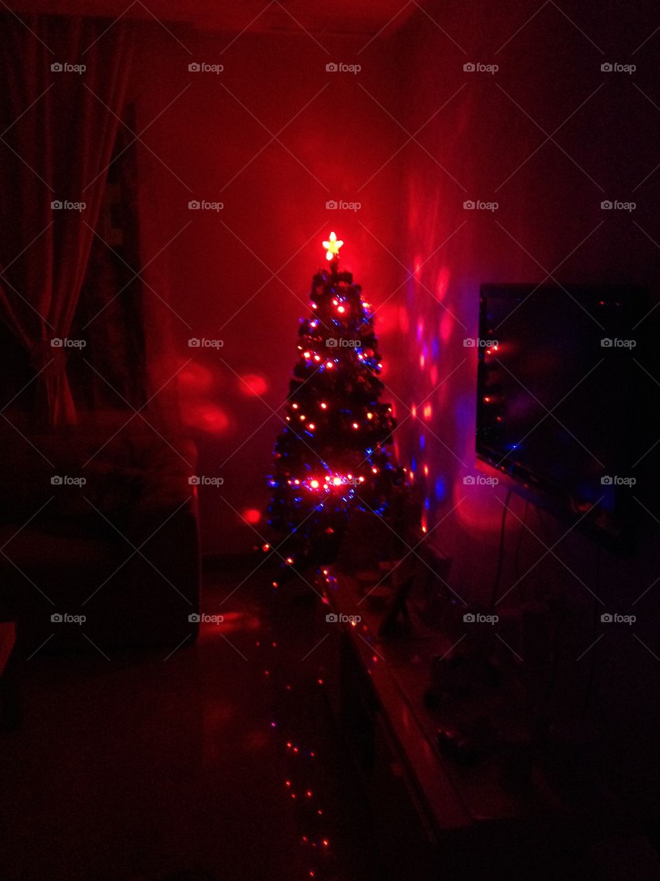 Christmas tree in the dark