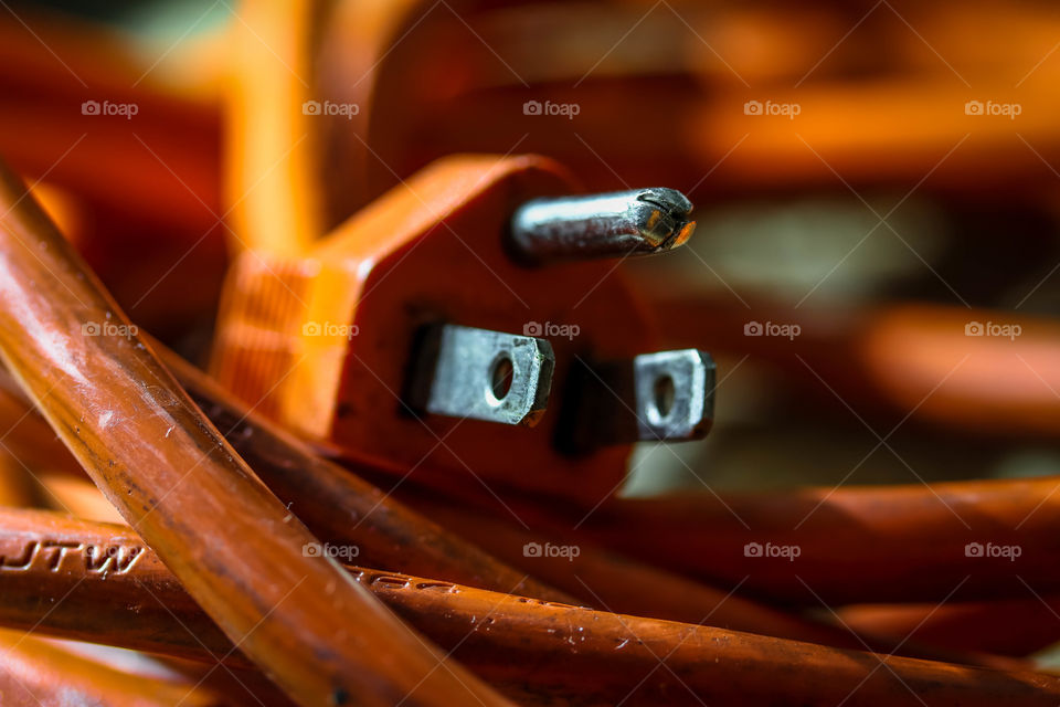 Orange power extension cord