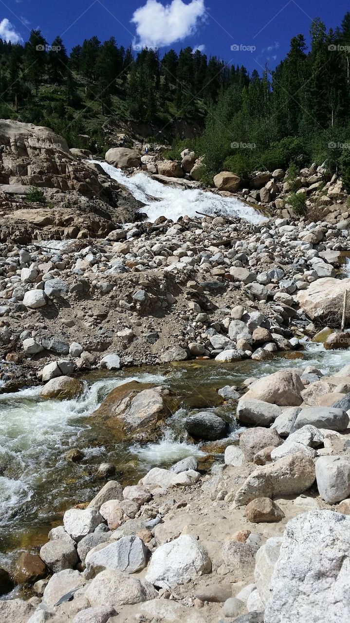 water fall in estes park, co