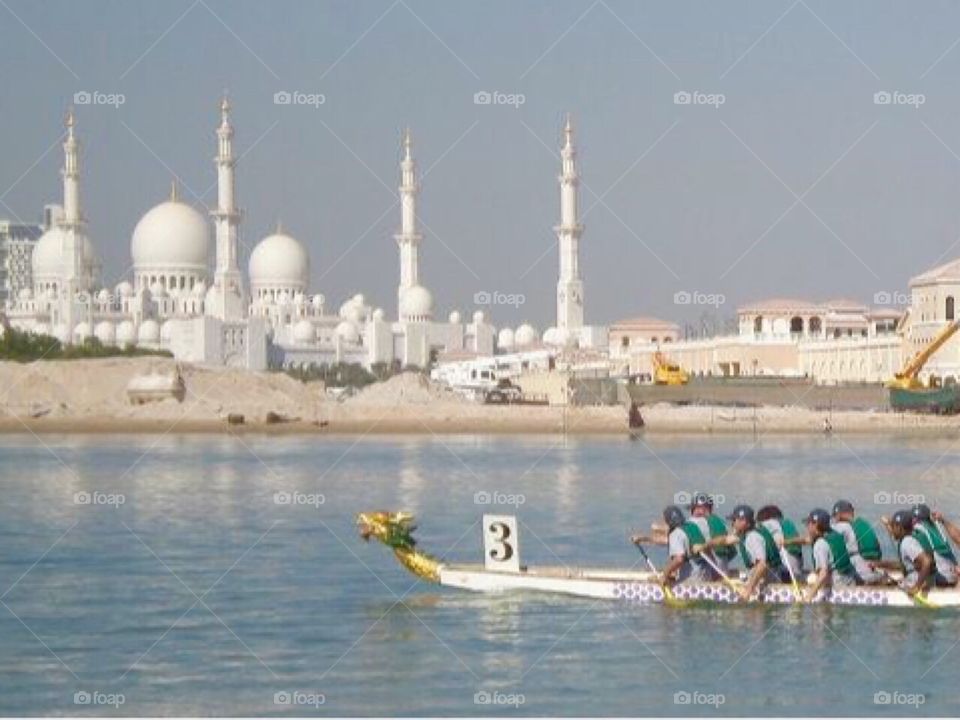 Dragon Boat race Abu Dhabi, UAE. Architecture. Travel. Sports. Culture. Entertainment. 