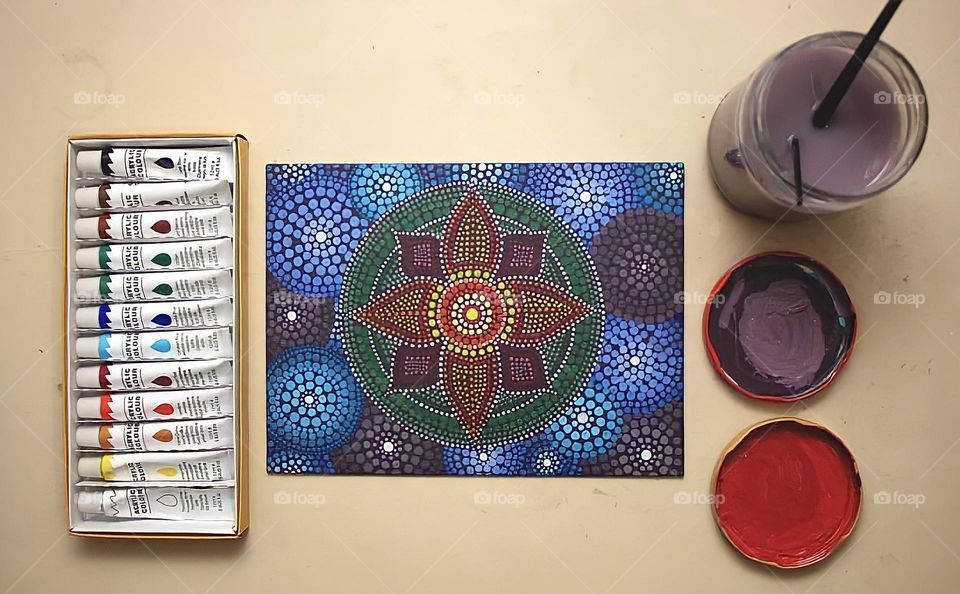 A finished product of painting mandala with acrylic 