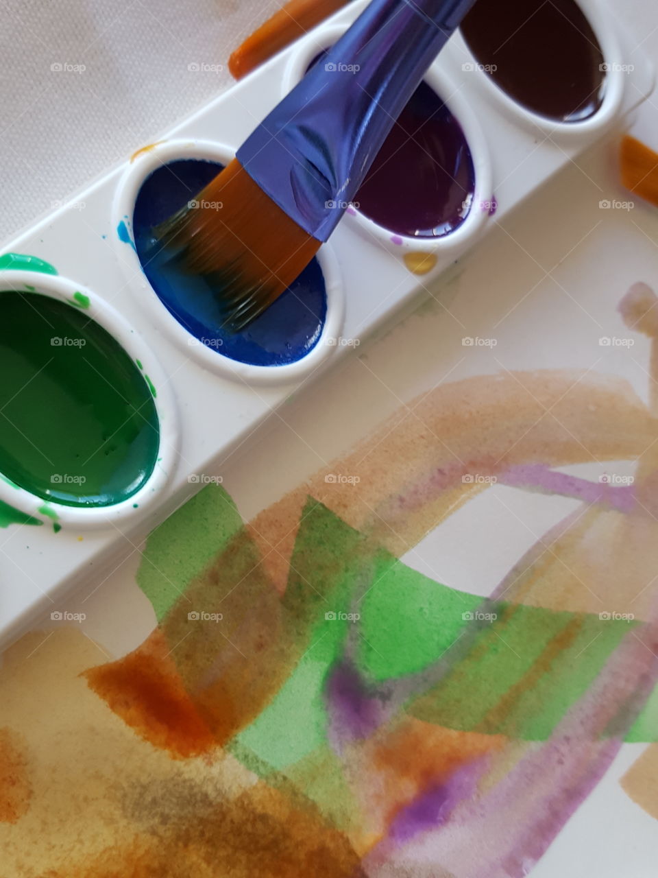 Close-up of watercolor paints