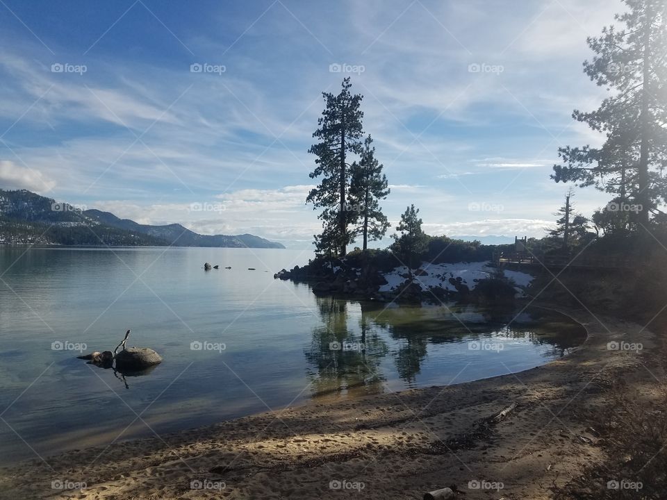 Sand Harbor in Lake Tahoe in the winter