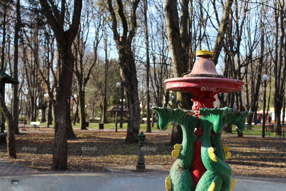 coloured public fountain in the park