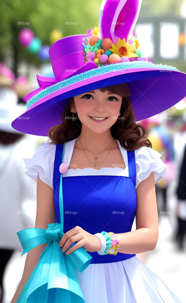 Decorating Easter eggs on hat