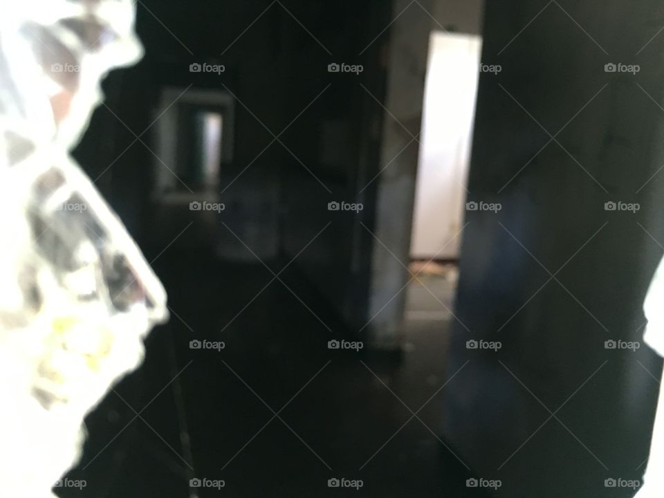 Broken glass at abandoned Robert Hungerford Prep School