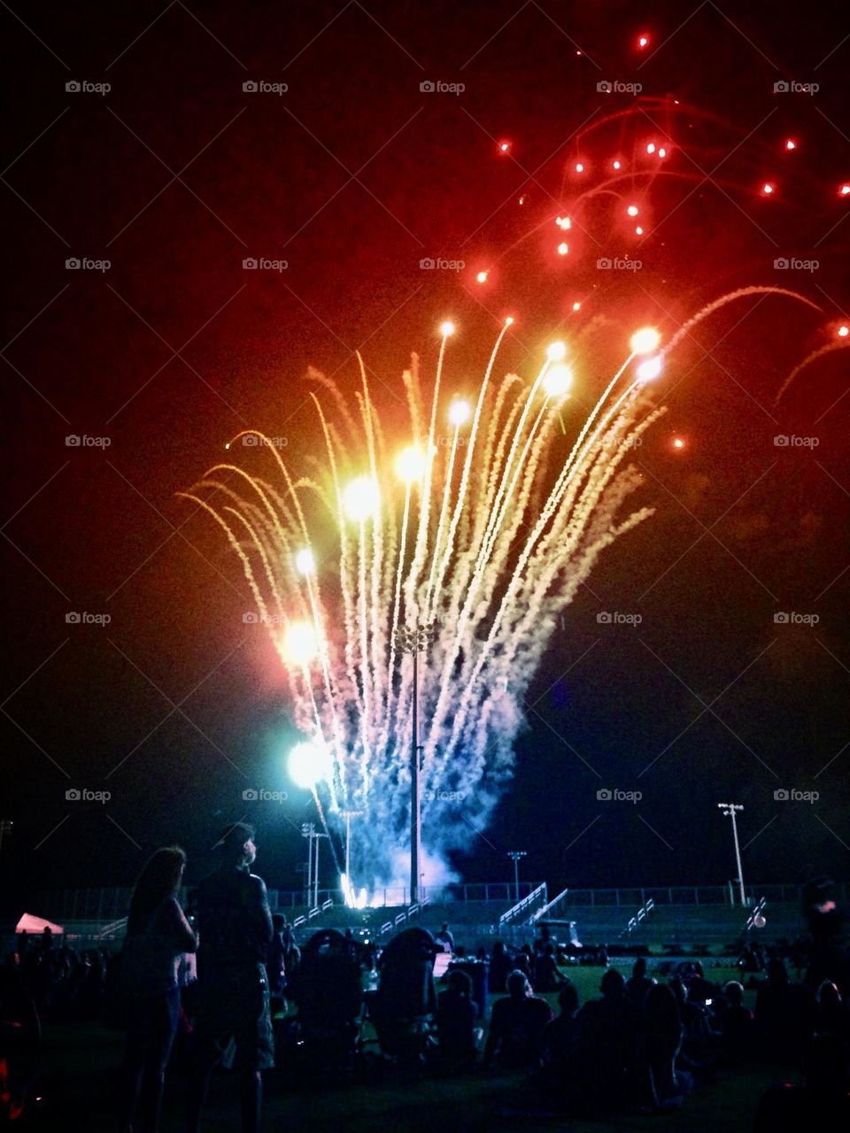 Multicolored pyrotechnics.