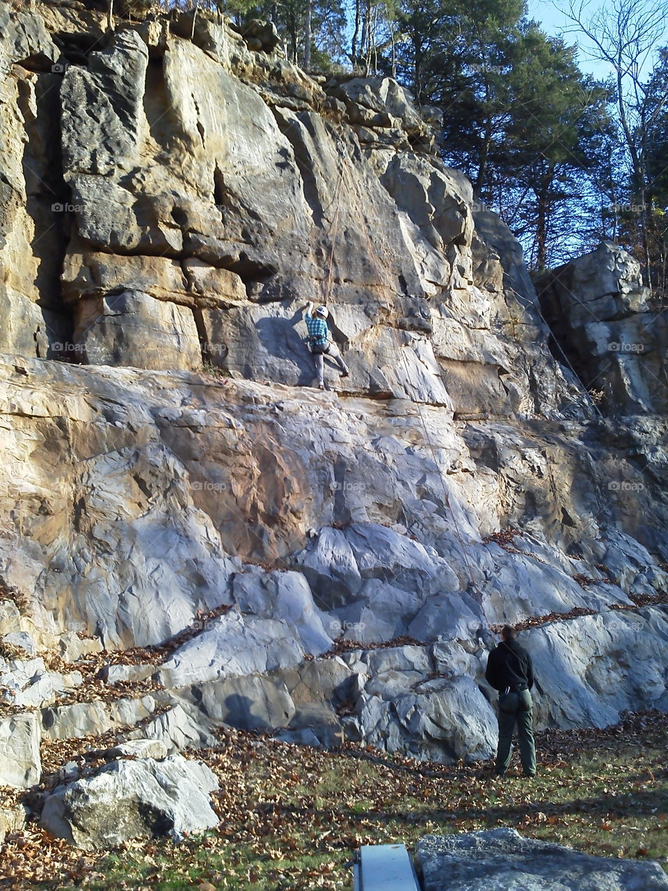 Rock Climbing in the Fall. Best weather for climbing. 