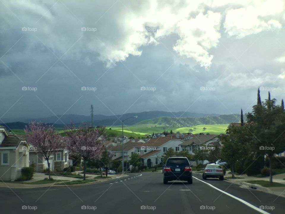 Countryside. Spring. Dramatic Sky