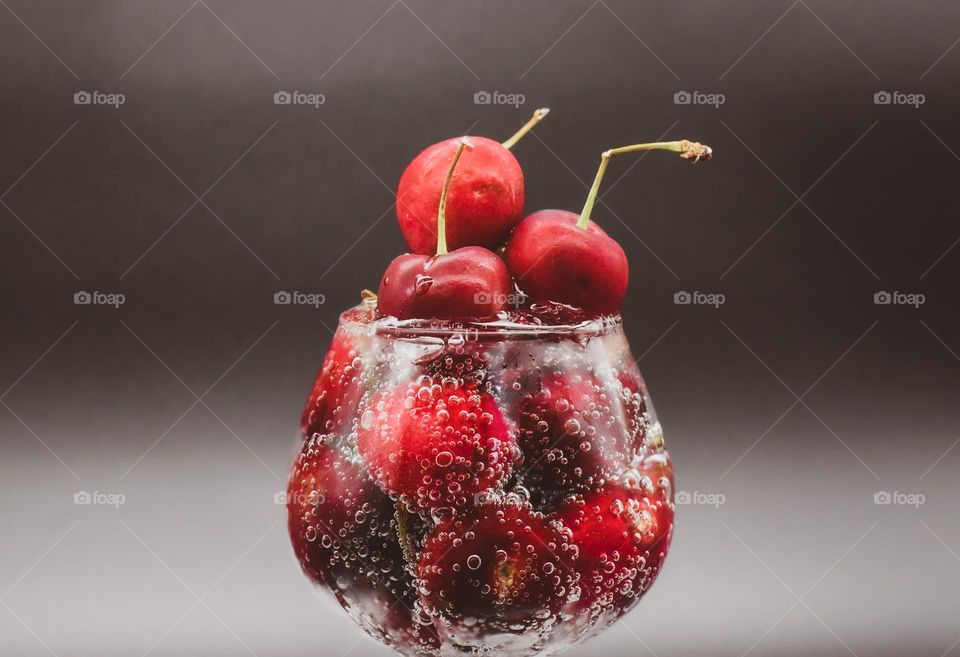 Cherry on glass