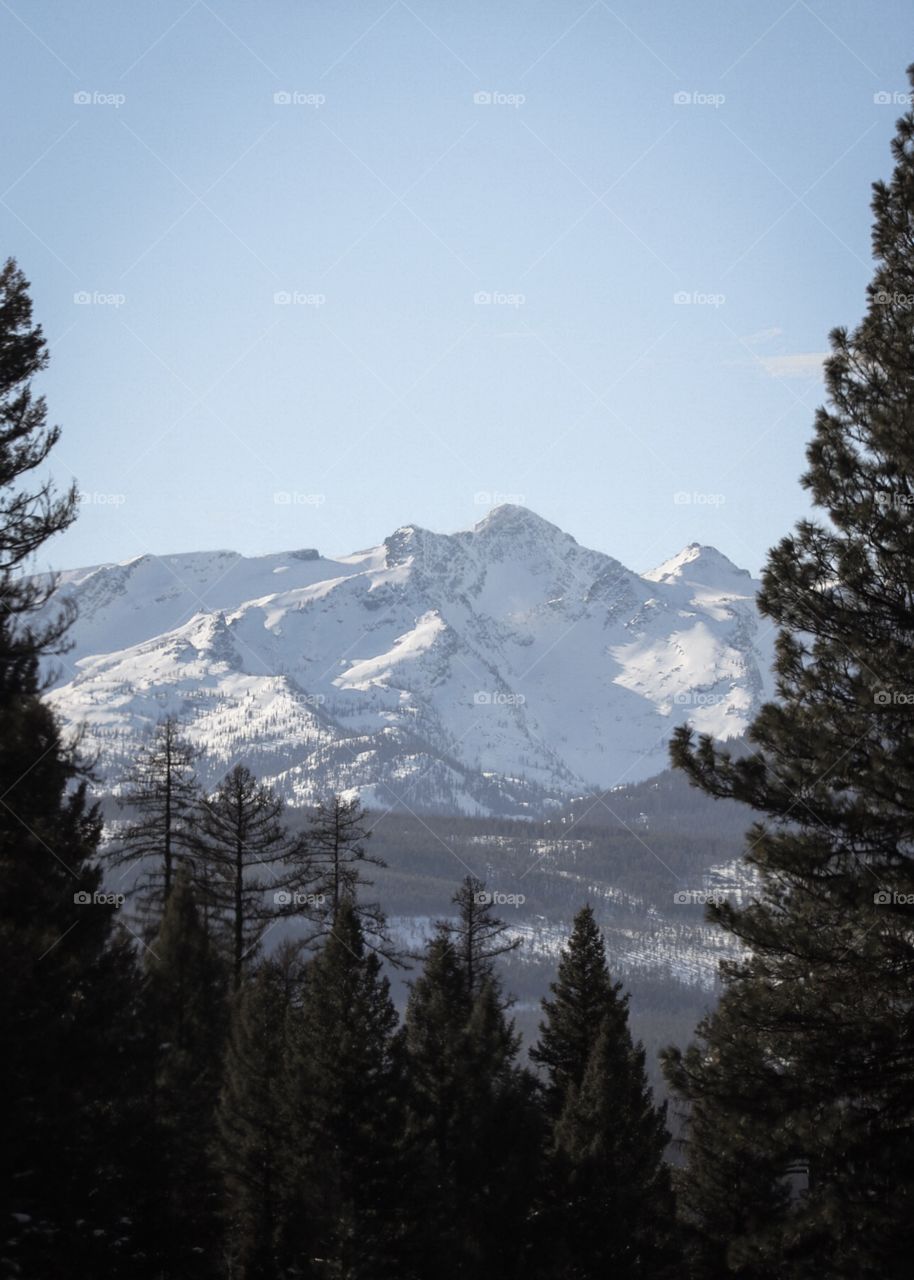 Beautiful snow-covered mountains in northwestern Montana. 