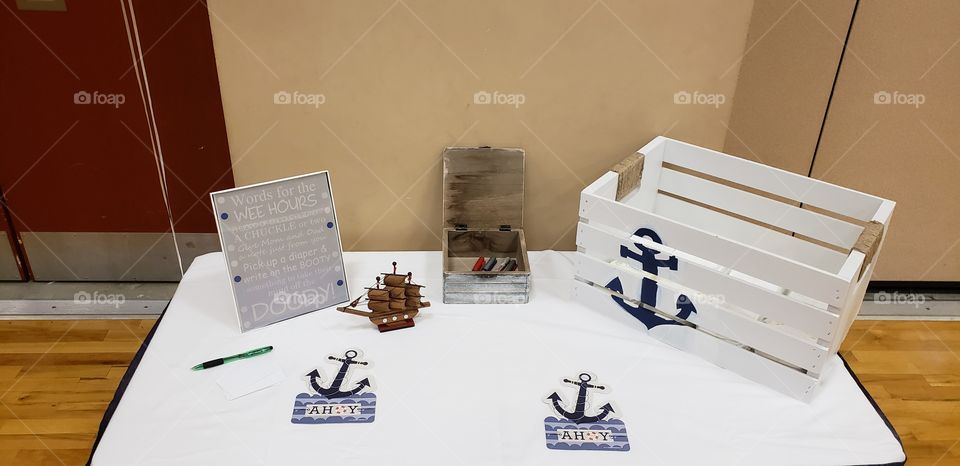 More of the custom crate and other decor I did for a nautical themed baby shower.