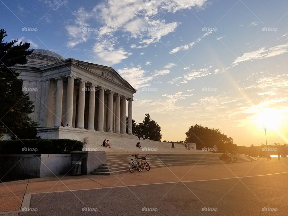 Jefferson memorial at sunset