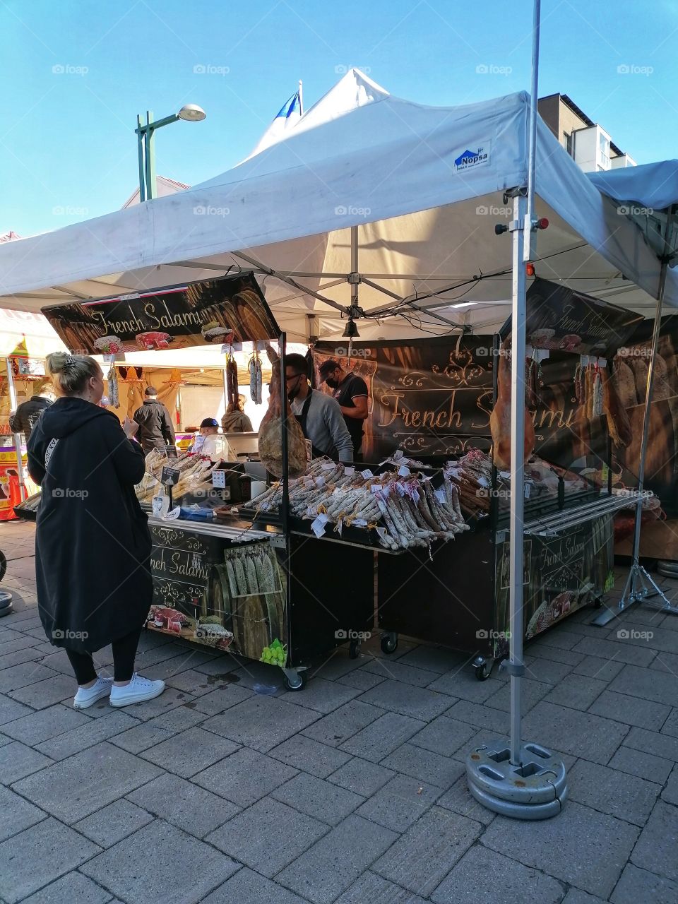 International markets in Tornio, Lapland, Finland. There are companies from several dozen different countries selling and presenting their products. People are happy when finally something happens for a long time.