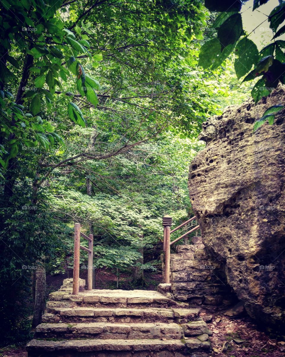 stone stairs built into the cliff