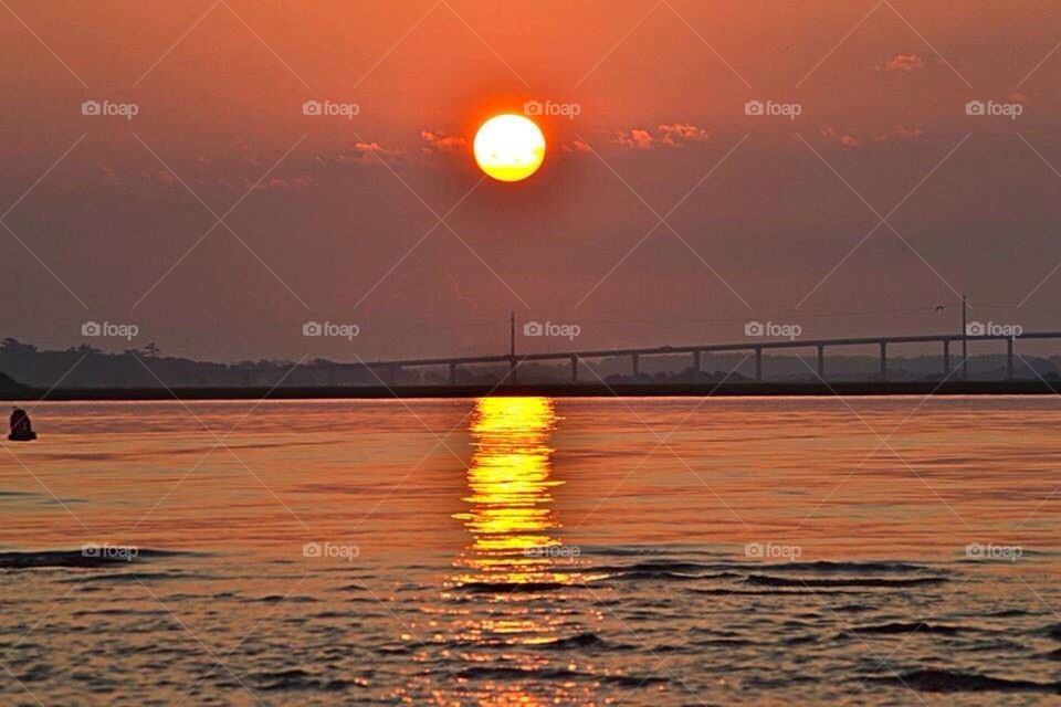 Sun rise over bridge 